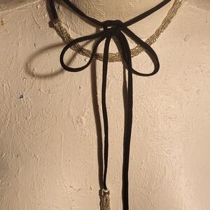 NWT Nine Westc Elegant Black and Silver Suede Choker Necklace